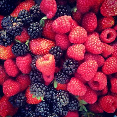 Raspberries and blackberries